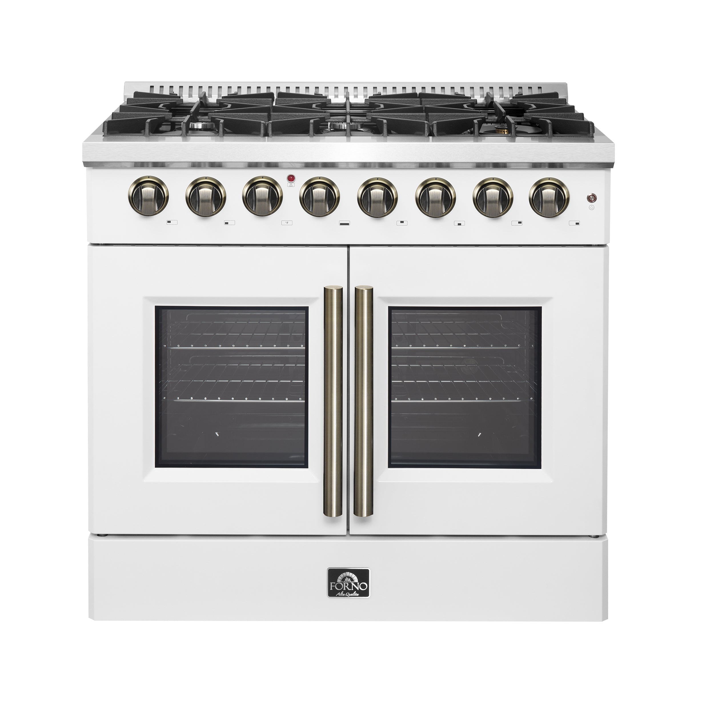 Forno Galiano 36-inch Freestanding French Door Dual Fuel Range White - BonPrix Électroménagers
