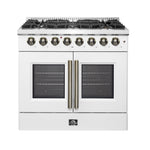 Forno Galiano 36-inch Freestanding French Door Dual Fuel Range White - BonPrix Électroménagers