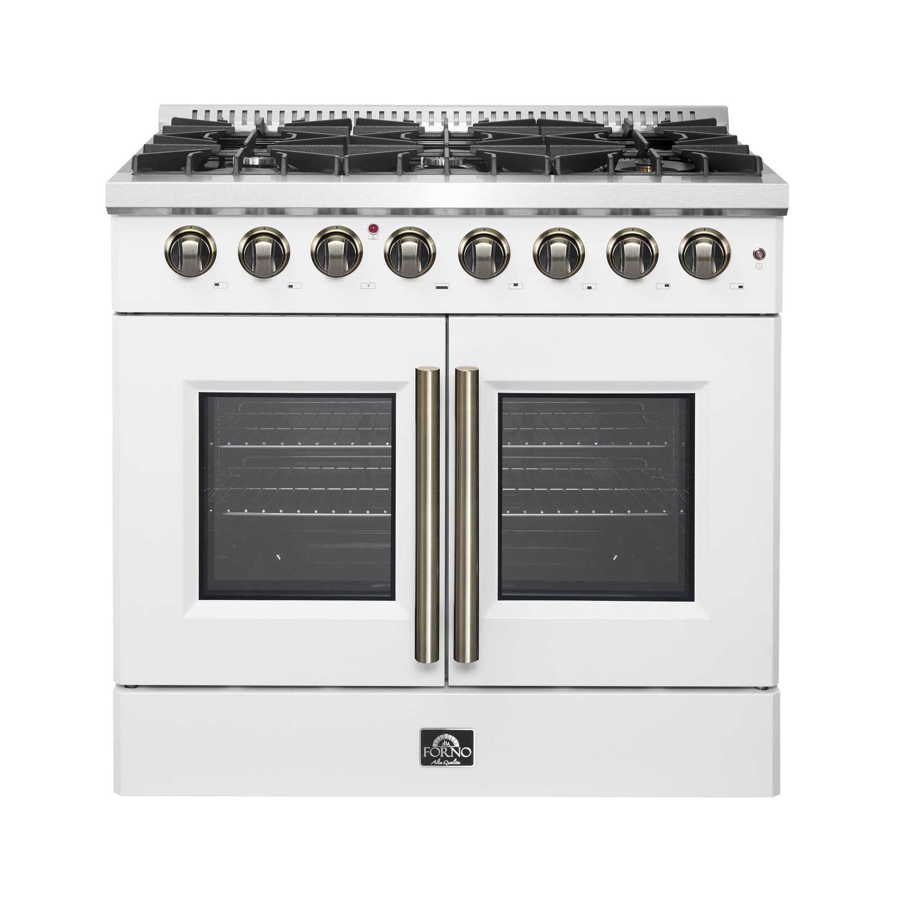 Forno Galiano 36-inch Freestanding French Door Dual Fuel Range White - BonPrix Électroménagers
