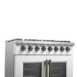 Forno Galiano 36-inch Freestanding French Door Dual Fuel Range White - BonPrix Électroménagers