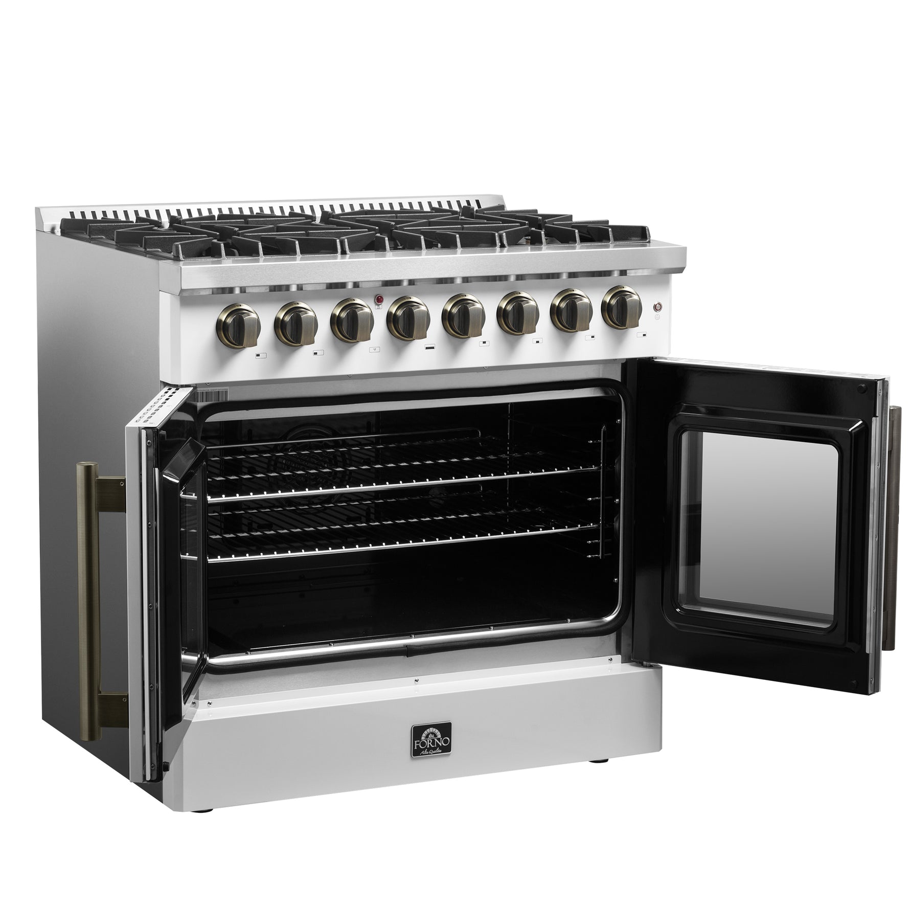 Forno Galiano 36-inch Freestanding French Door Dual Fuel Range White - BonPrix Électroménagers