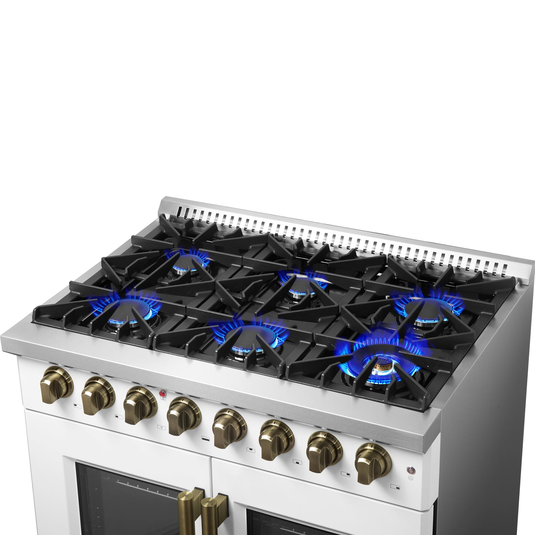 Forno Galiano 36-inch Freestanding French Door Dual Fuel Range White - BonPrix Électroménagers