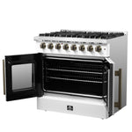 Forno Galiano 36-inch Freestanding French Door Dual Fuel Range White - BonPrix Électroménagers