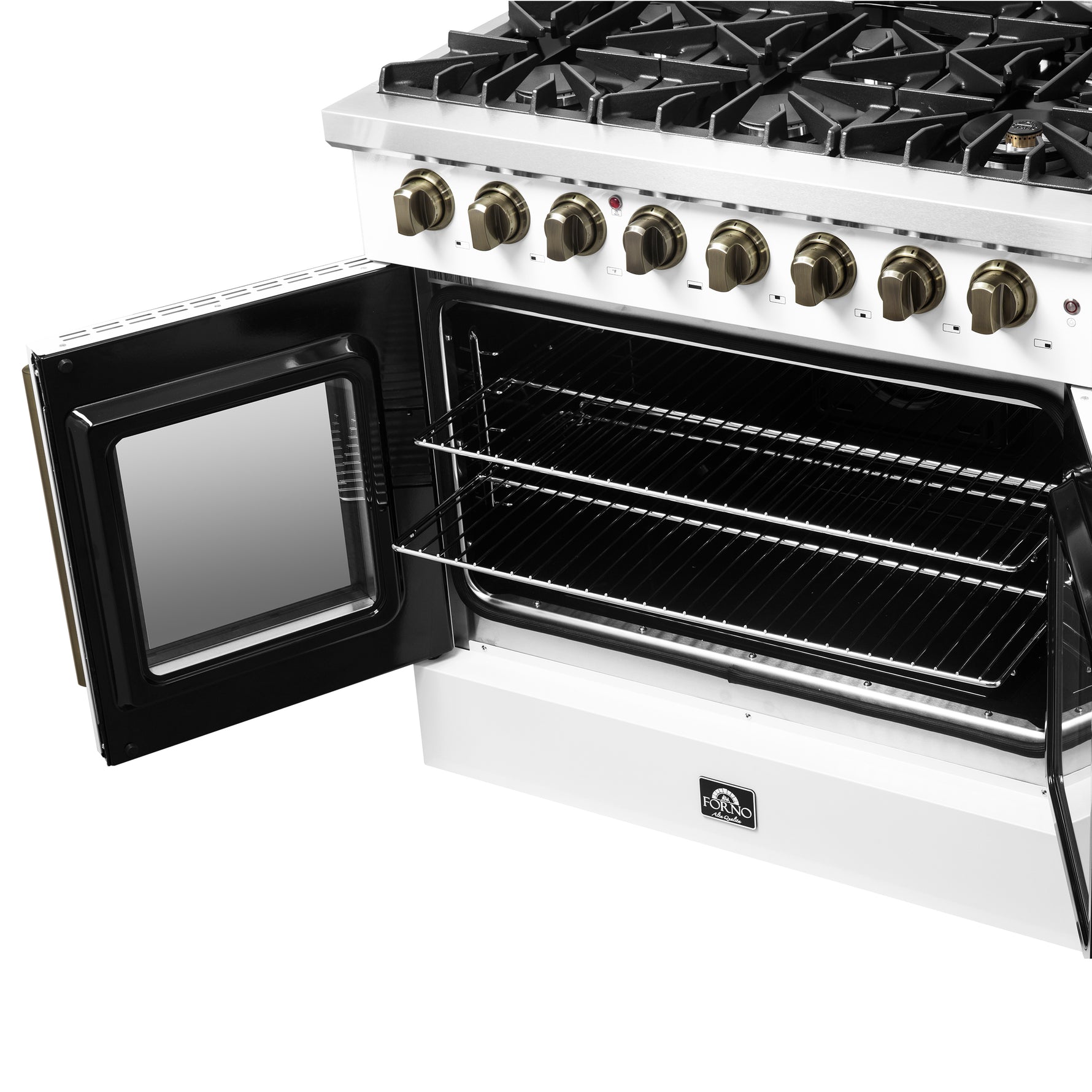 Forno Galiano 36-inch Freestanding French Door Dual Fuel Range White - BonPrix Électroménagers