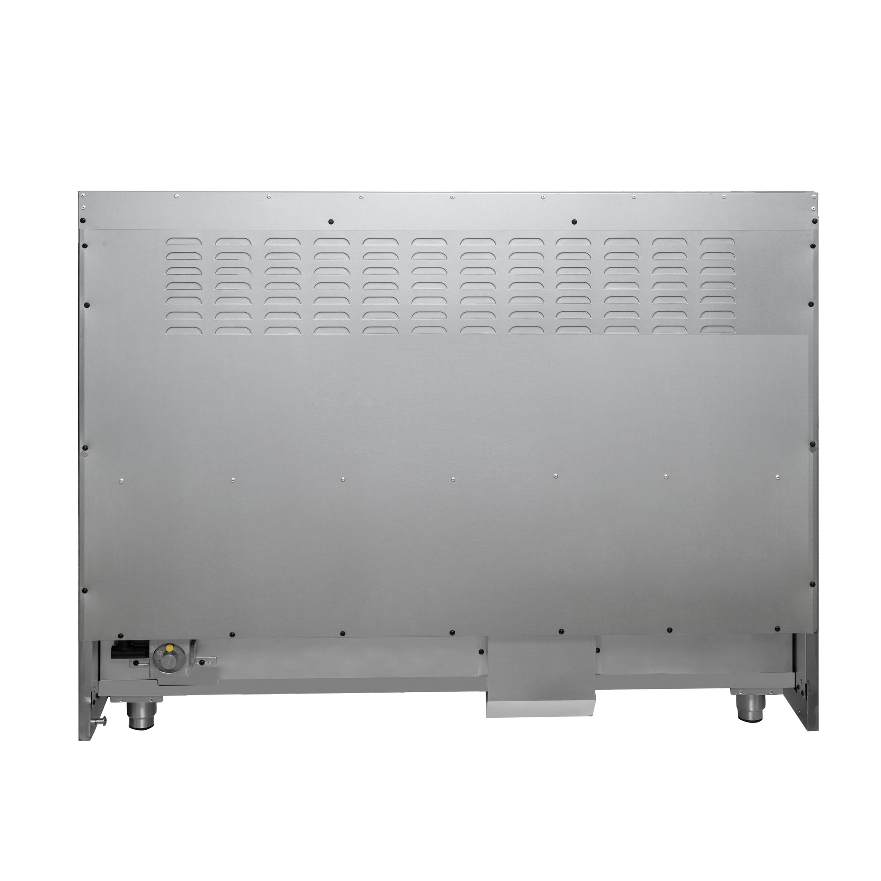 Forno Galiano 48-inch French Door Dual Fuel Range, White & Antique Brass Design, 8 Sealed Burners - 107,000 BTU, Griddle, 6.58 cu.ft. Double Ovens - BonPrix Électroménagers