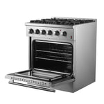Forno Marco 30-Inch Dual Fuel Range, Stainless Steel, 4 Burners, 37,000 BTU, True Convection Oven, Energy Efficient - BonPrix Électroménagers