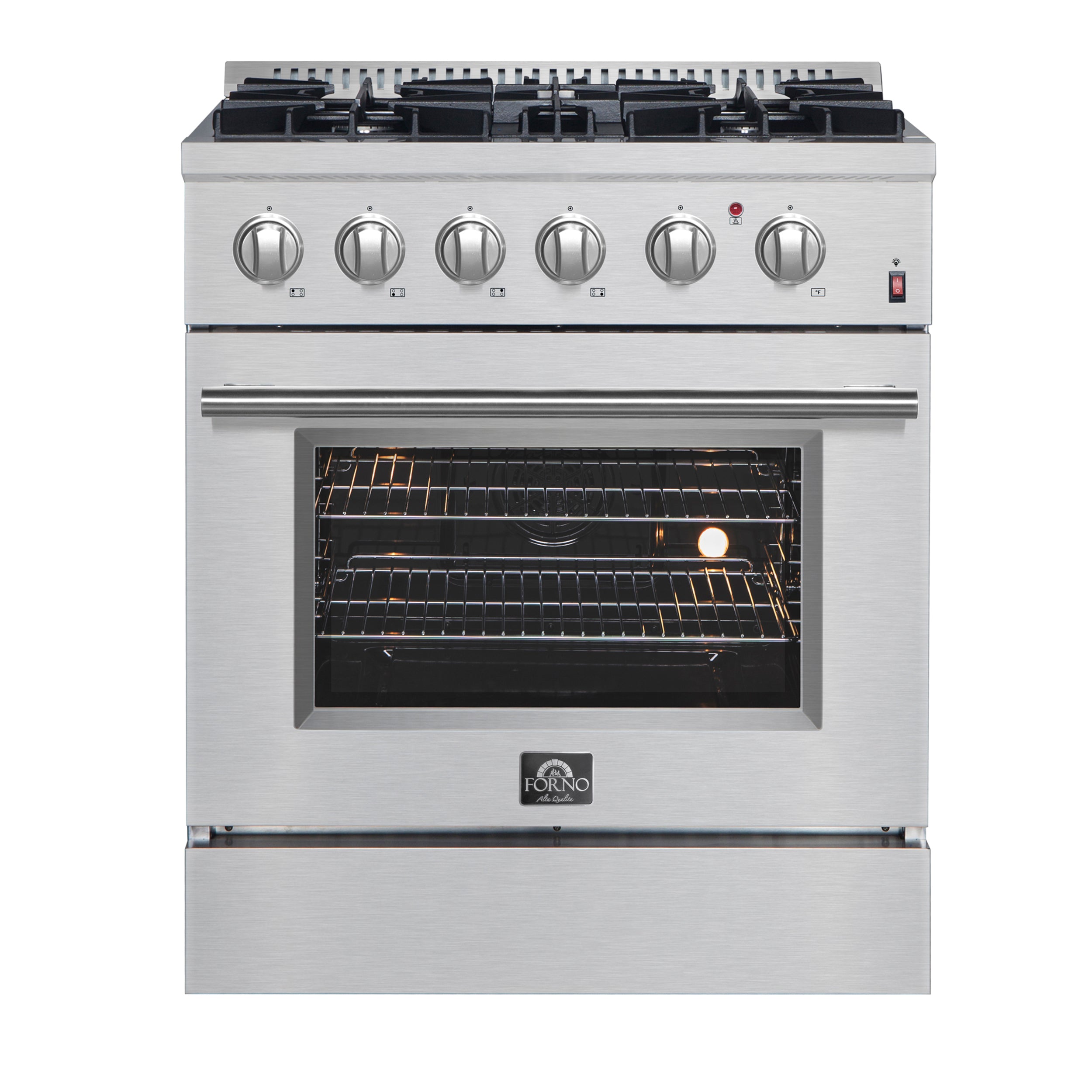 Forno Marco 30-Inch Dual Fuel Range, Stainless Steel, 4 Burners, 37,000 BTU, True Convection Oven, Energy Efficient - BonPrix Électroménagers
