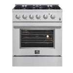 Forno Marco 30-Inch Dual Fuel Range, Stainless Steel, 4 Burners, 37,000 BTU, True Convection Oven, Energy Efficient - BonPrix Électroménagers