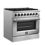 Forno Marco 36-Inch Dual Fuel Range, Stainless Steel, 6 Burners, 67,000 BTU, True Convection Oven, Energy Efficient - BonPrix Électroménagers