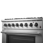 Forno Marco 36-Inch Dual Fuel Range, Stainless Steel, 6 Burners, 67,000 BTU, True Convection Oven, Energy Efficient - BonPrix Électroménagers