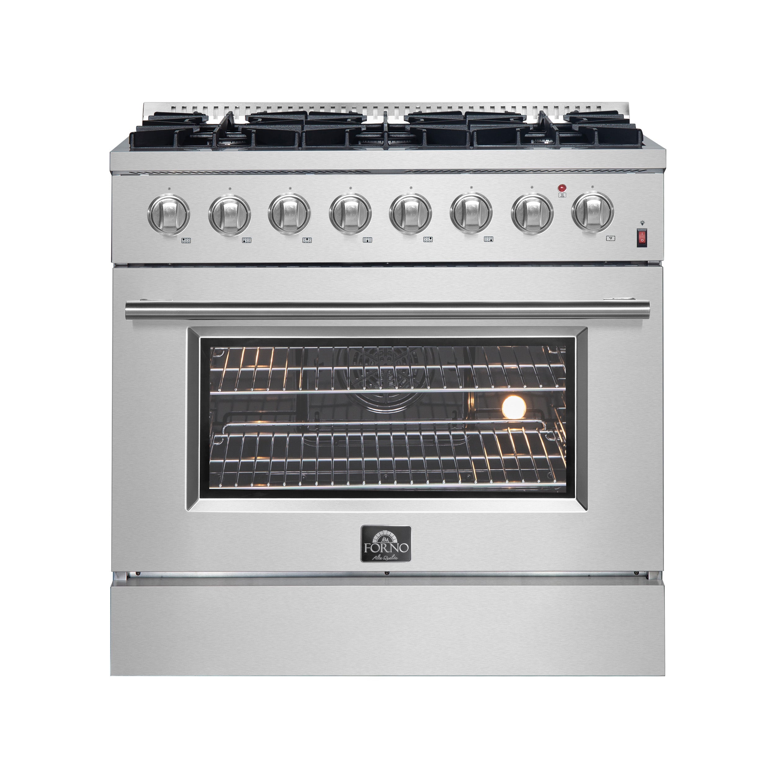 Forno Marco 36-Inch Dual Fuel Range, Stainless Steel, 6 Burners, 67,000 BTU, True Convection Oven, Energy Efficient - BonPrix Électroménagers
