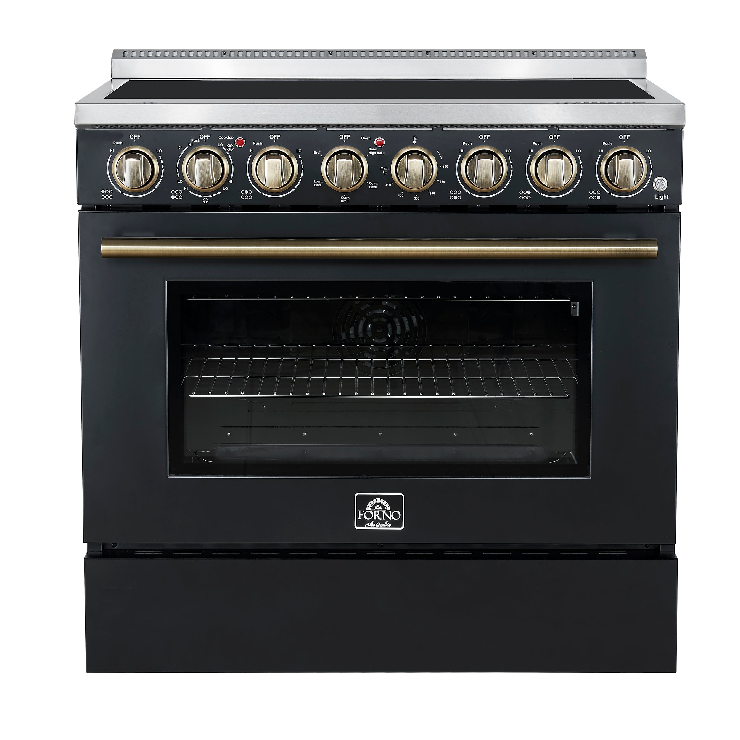 Forno Paolo 36 Inch Black Freestanding Electric Range, Stainless Steel, 5.44 cu.ft, True Convection Oven, Energy Efficient - BonPrix Électroménagers