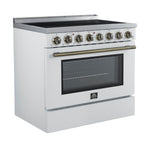 Forno Paolo 36 Inch White Freestanding Electric Range, Stainless Steel, 5.44 cu.ft, True Convection Oven, Energy Efficient - BonPrix Électroménagers