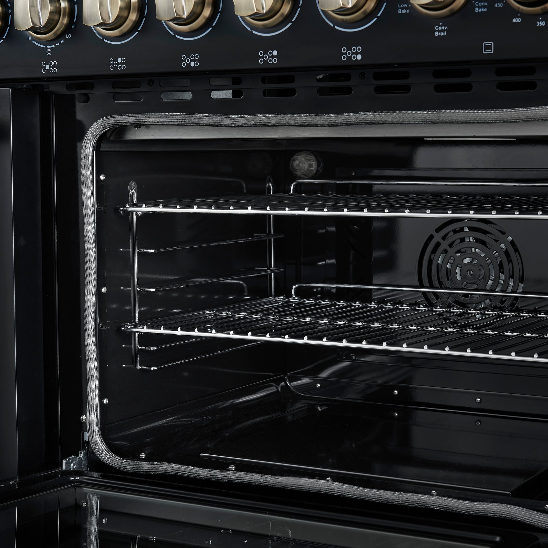 Forno Paolo 48 Inch Freestanding Electric Range in Black with Antique Brass, 6.7 cu.ft, True Convection Oven, Energy Efficient - BonPrix Électroménagers