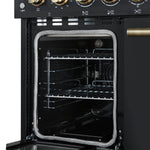 Forno Paolo 48 Inch Freestanding Electric Range in Black with Antique Brass, 6.7 cu.ft, True Convection Oven, Energy Efficient - BonPrix Électroménagers