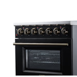Massimo 30 Inch Freestanding Electric range, 5 radiant burners, 4.32 cf. True Convection oven, Air fryer kit, Black
