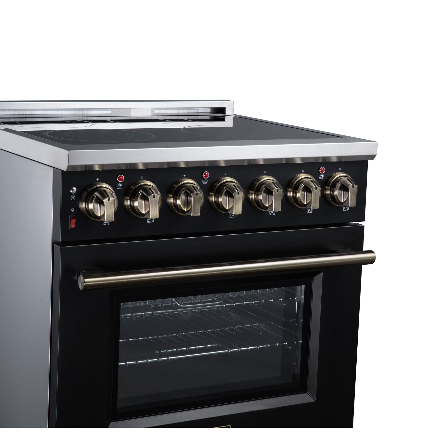 Massimo 30 Inch Freestanding Electric range, 5 radiant burners, 4.32 cf. True Convection oven, Air fryer kit, Black