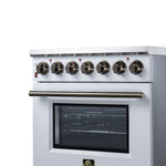 Massimo 30 Inch Freestanding Electric range, 5 radiant burners, 4.32 cf. True Convection oven, Air Fryer Kit, White