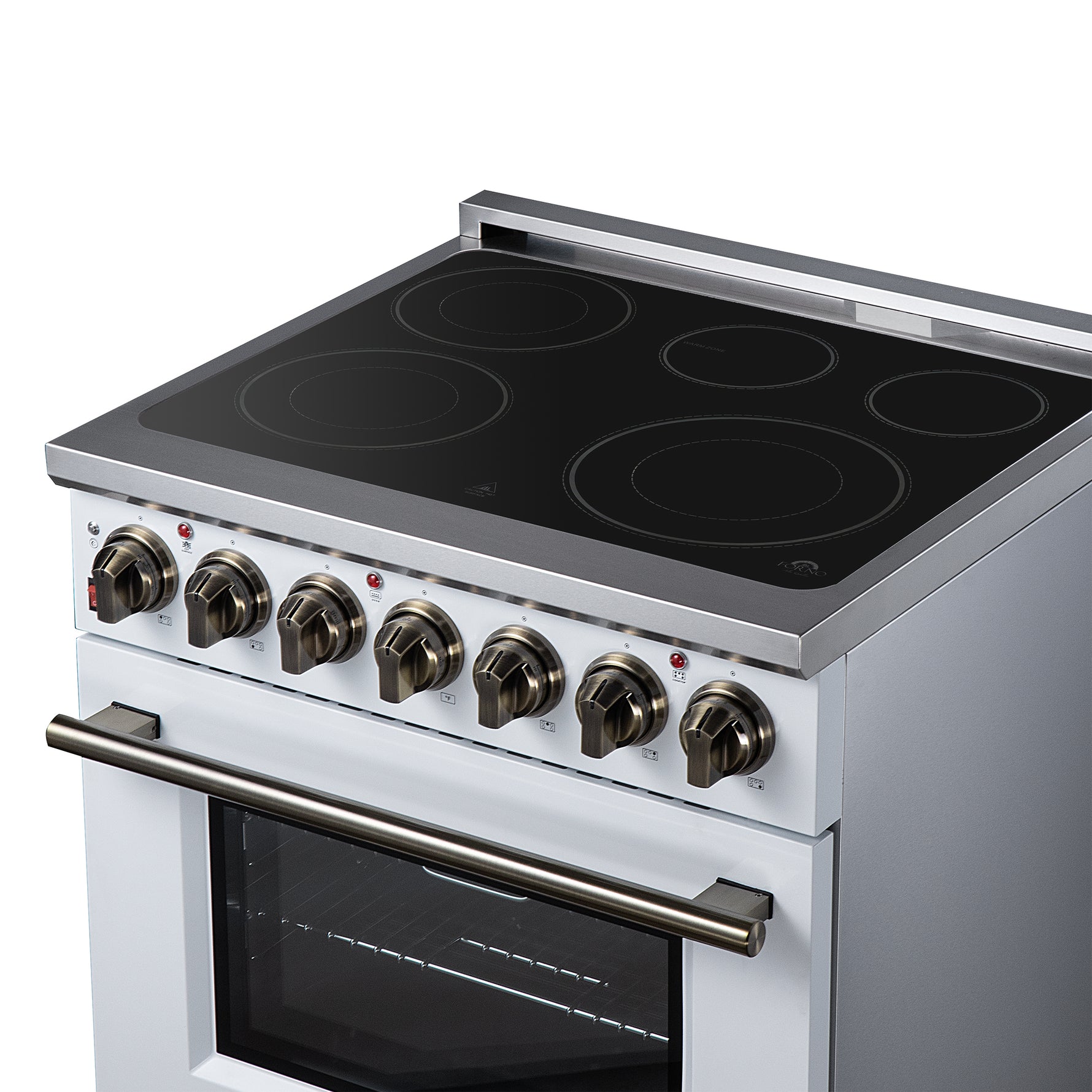 Massimo 30 Inch Freestanding Electric range, 5 radiant burners, 4.32 cf. True Convection oven, Air Fryer Kit, White