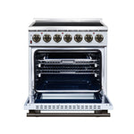 Massimo 30 Inch Freestanding Electric range, 5 radiant burners, 4.32 cf. True Convection oven, Air Fryer Kit, White