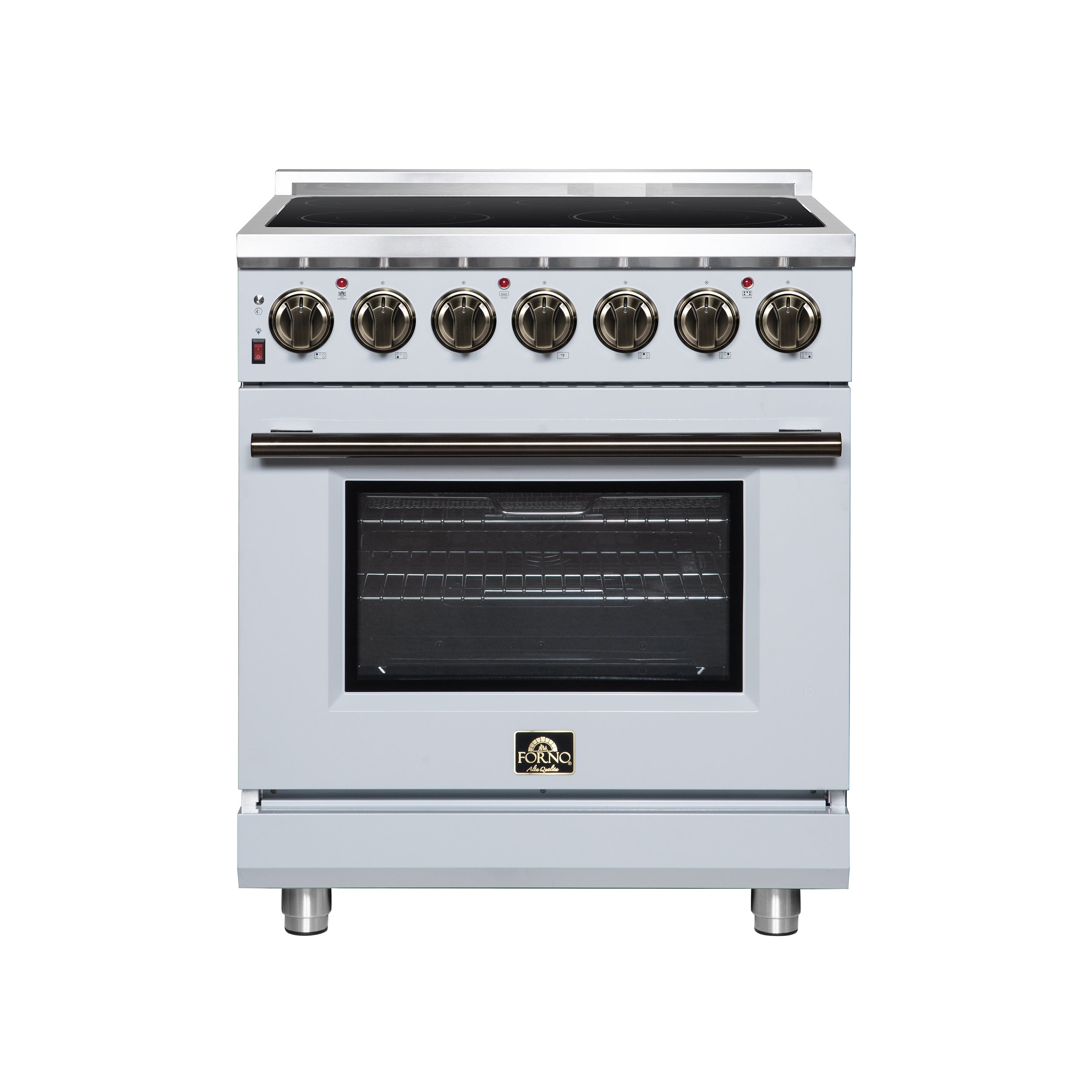 Massimo 30 Inch Freestanding Electric range, 5 radiant burners, 4.32 cf. True Convection oven, Air Fryer Kit, White