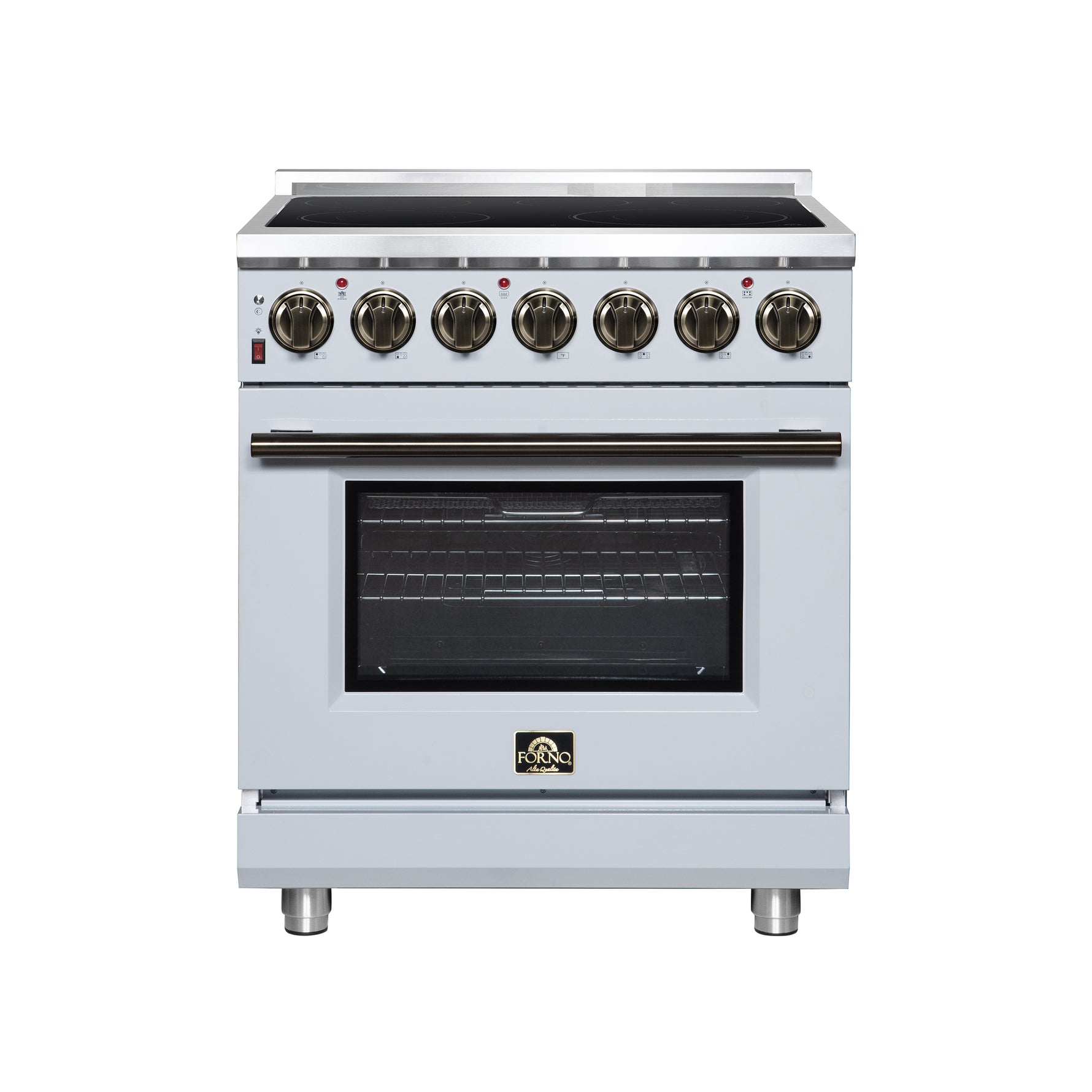 Massimo 30 Inch Freestanding Electric range, 5 radiant burners, 4.32 cf. True Convection oven, Air Fryer Kit, White
