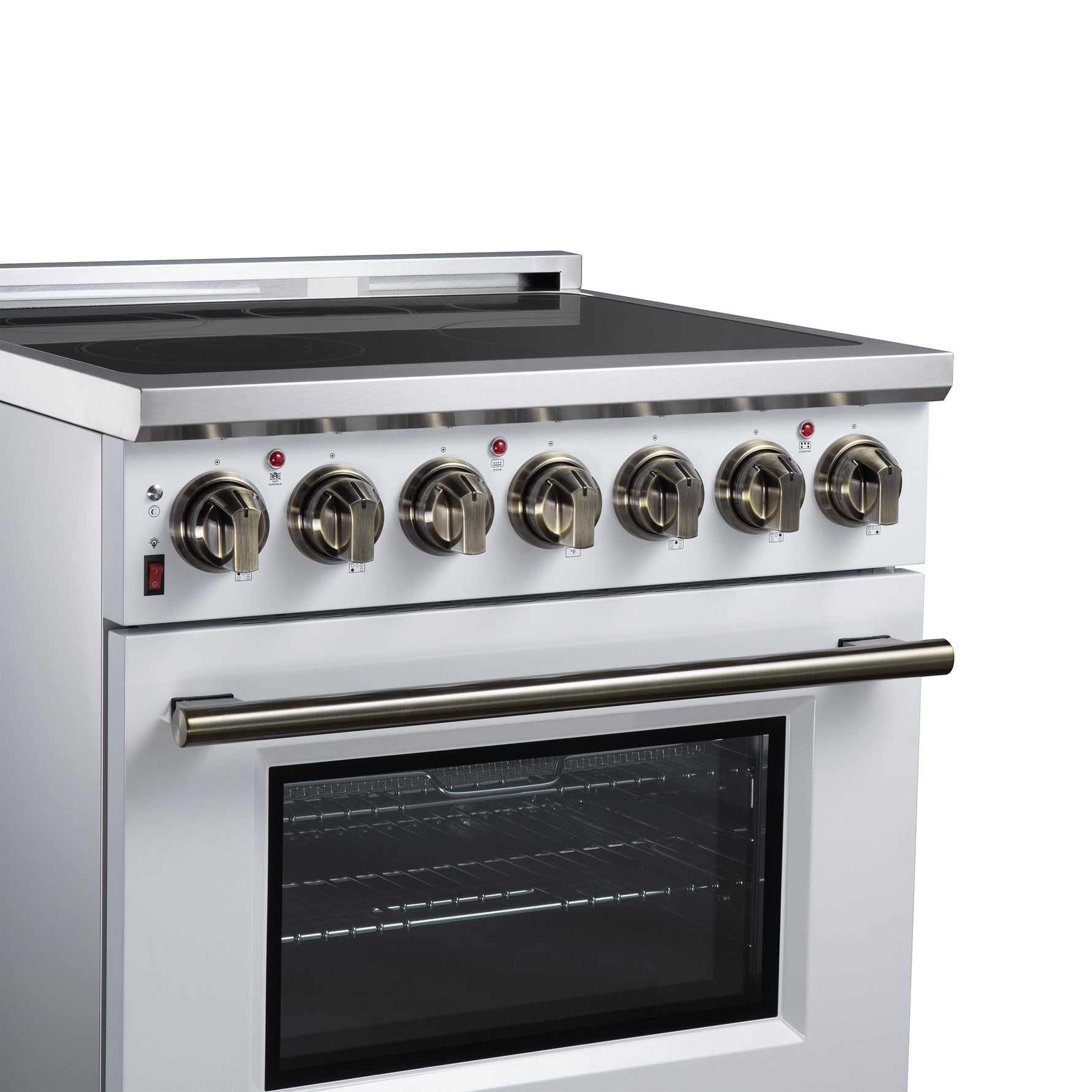 Massimo 30 Inch Freestanding Electric range, 5 radiant burners, 4.32 cf. True Convection oven, Air Fryer Kit, White