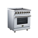 Massimo 30 Inch Freestanding Electric range, 5 radiant burners, 4.32 cf. True Convection oven, Air Fryer Kit, White