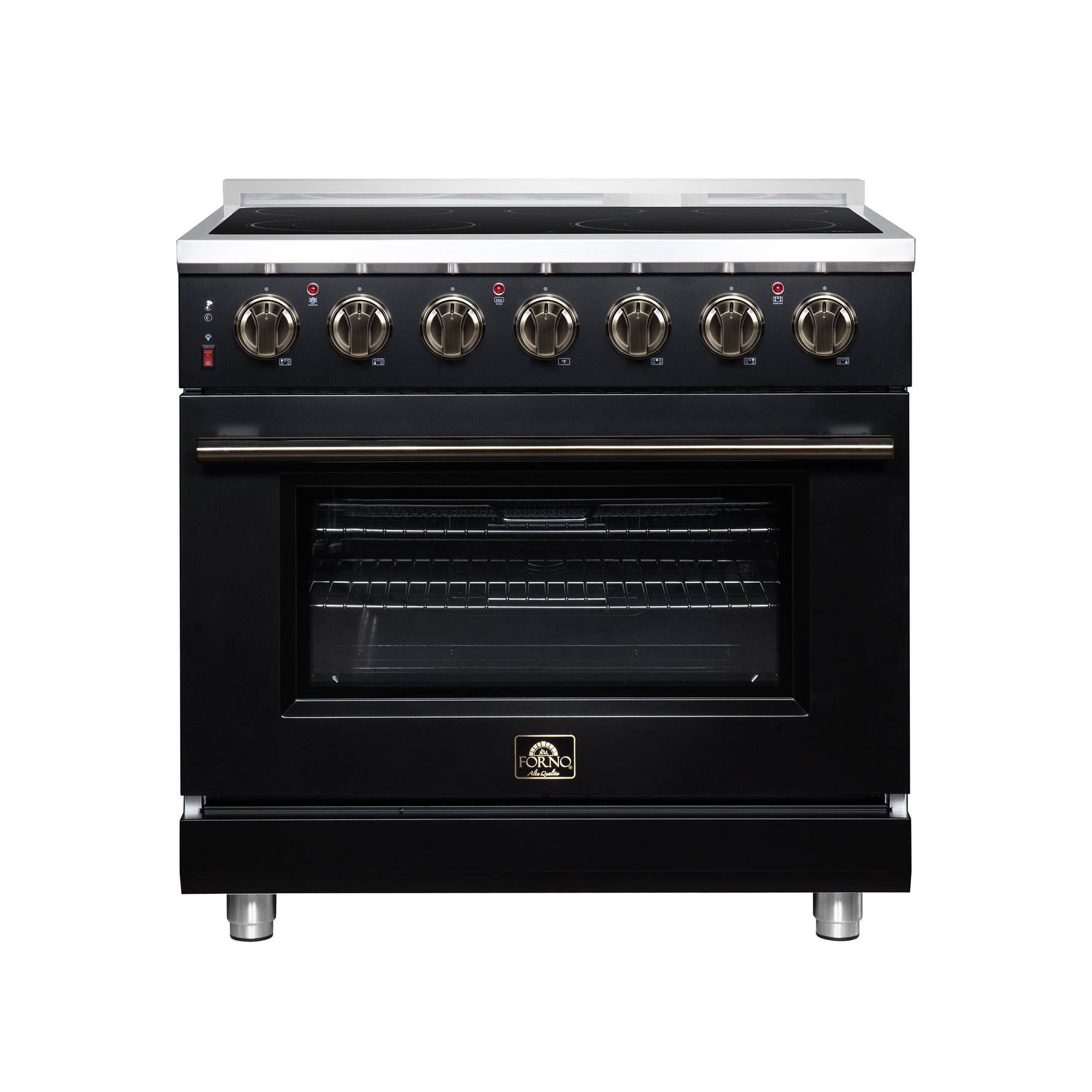 Massimo 36 Inch Freestanding Electric range, 5 radiant burners, 5.36 cf. True Convection oven, Air fryer kit, Black