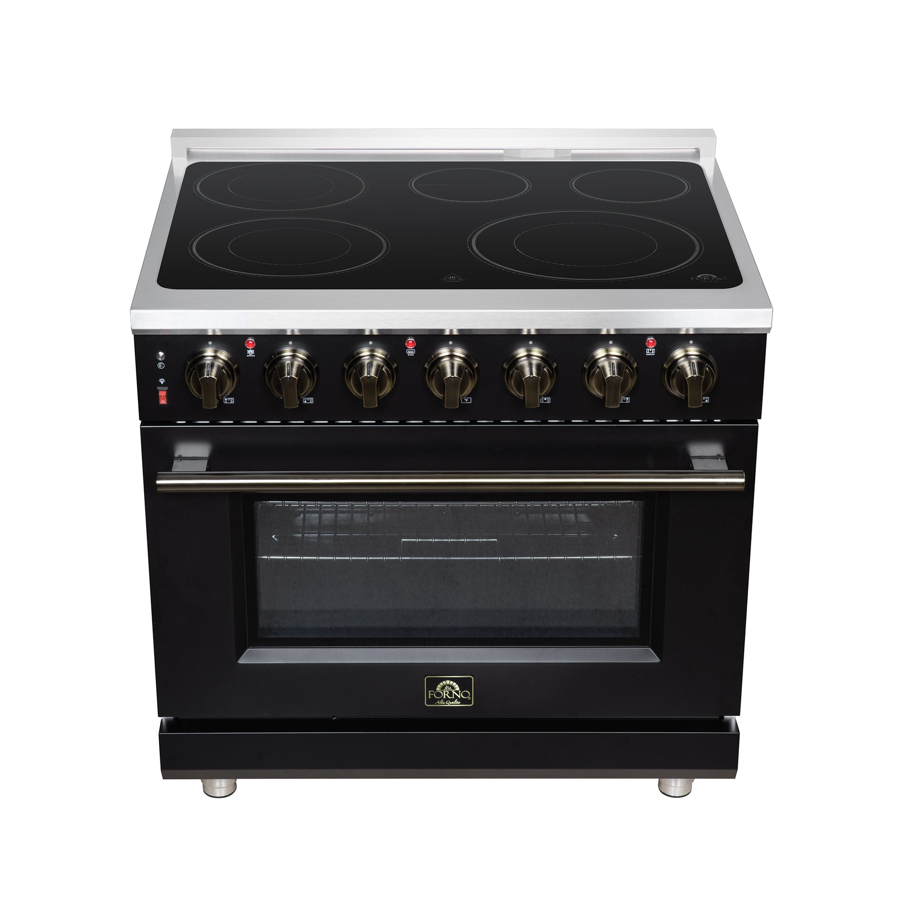 Massimo 36 Inch Freestanding Electric range, 5 radiant burners, 5.36 cf. True Convection oven, Air fryer kit, Black