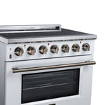Massimo 36 Inch Freestanding Electric range, 5 radiant burners, 5.36 cf. True Convection oven, Air fryer kit, White