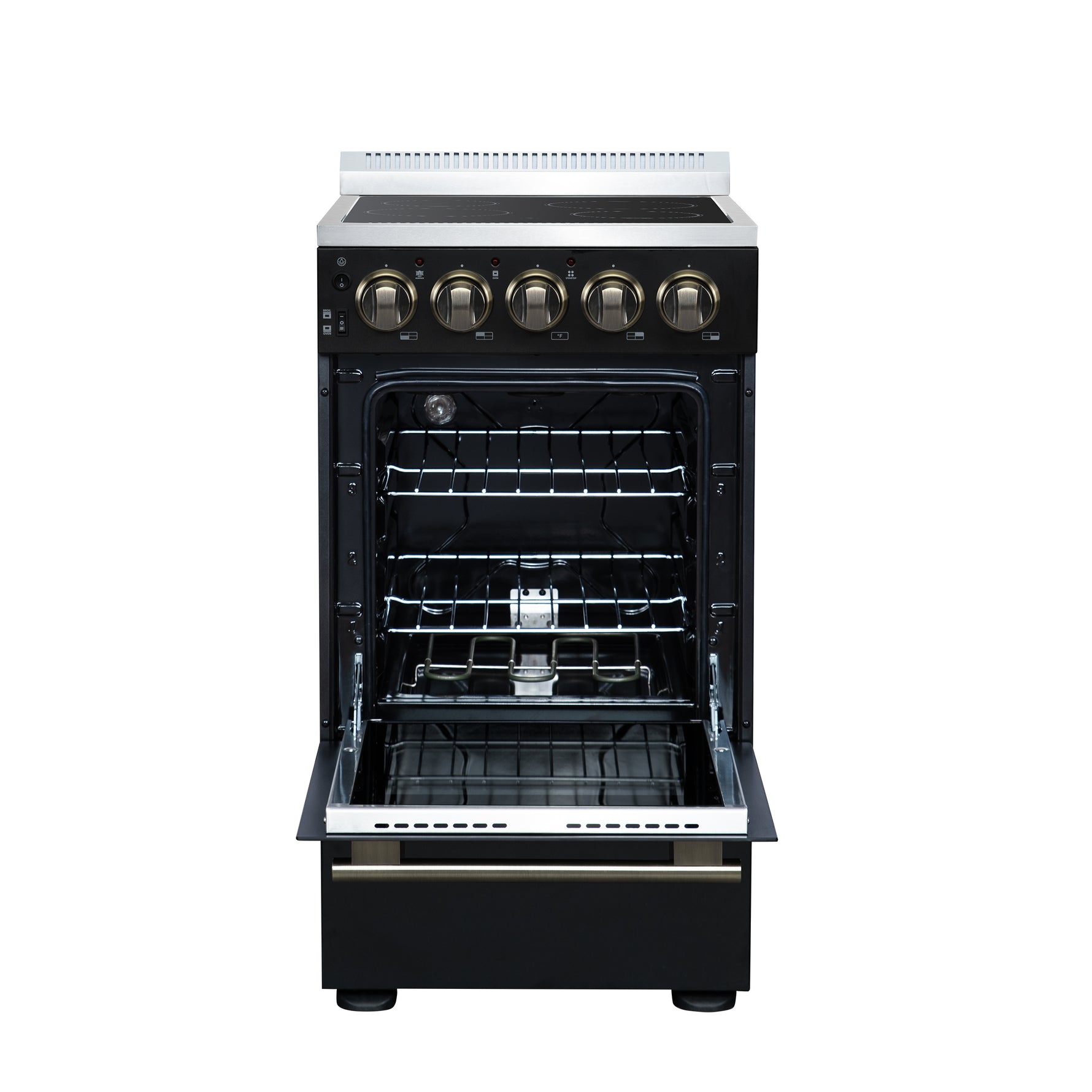 Forno Pallerano 20 Inch Freestanding Electric Range in Black, Canada Version, Plug and Cord Included - BonPrix Électroménagers