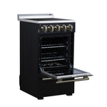 Forno Pallerano 20 Inch Freestanding Electric Range in Black, Canada Version, Plug and Cord Included - BonPrix Électroménagers