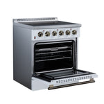 Galiano 30 Inch Freestanding Electric range, 4 radiant burners, 4.32 cf. True Convection oven, Air fryer kit, White