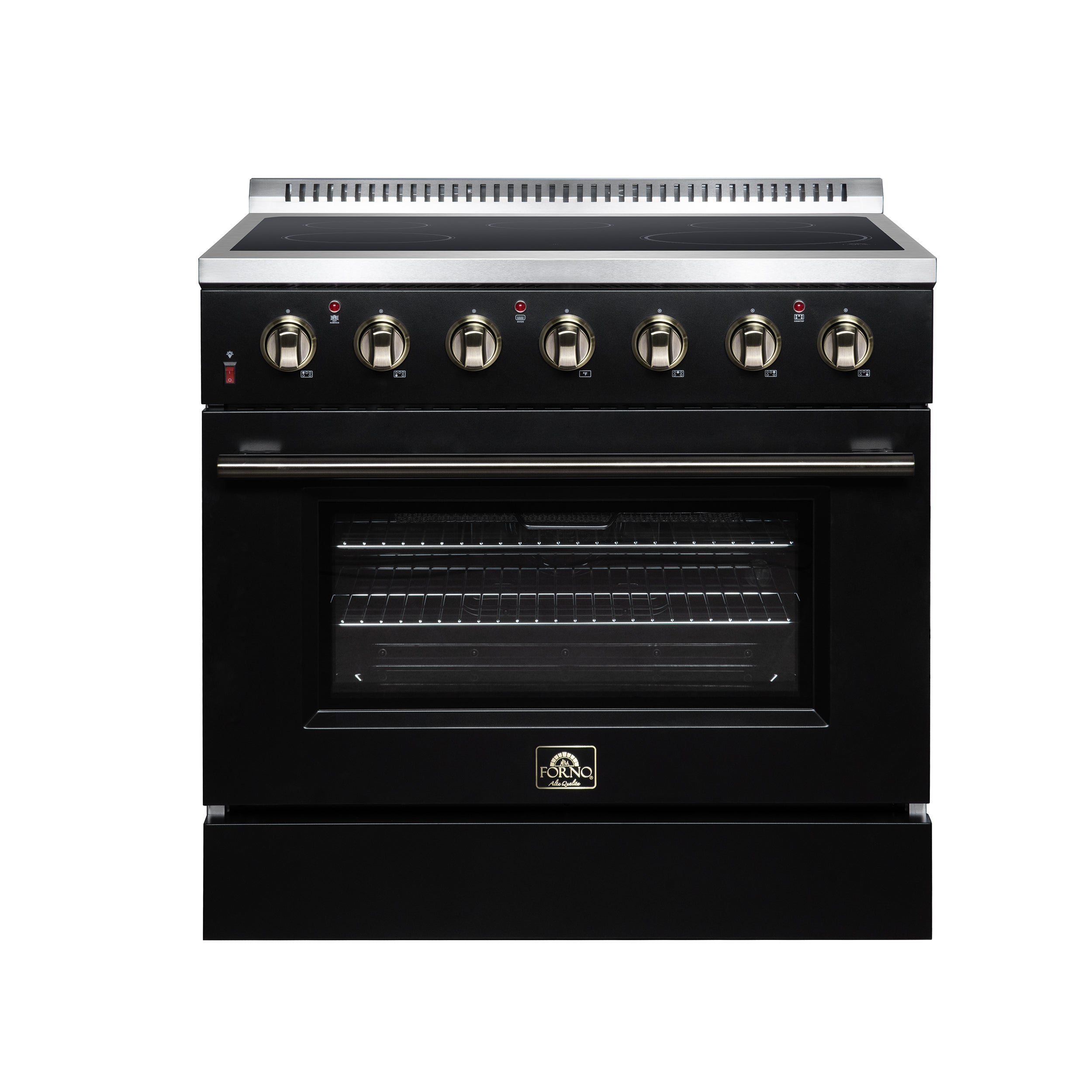 Galiano 36 Inch Freestanding Electric range, 5 radiant burners, 5.36 cf. True Convection oven, Air fryer kit, Black