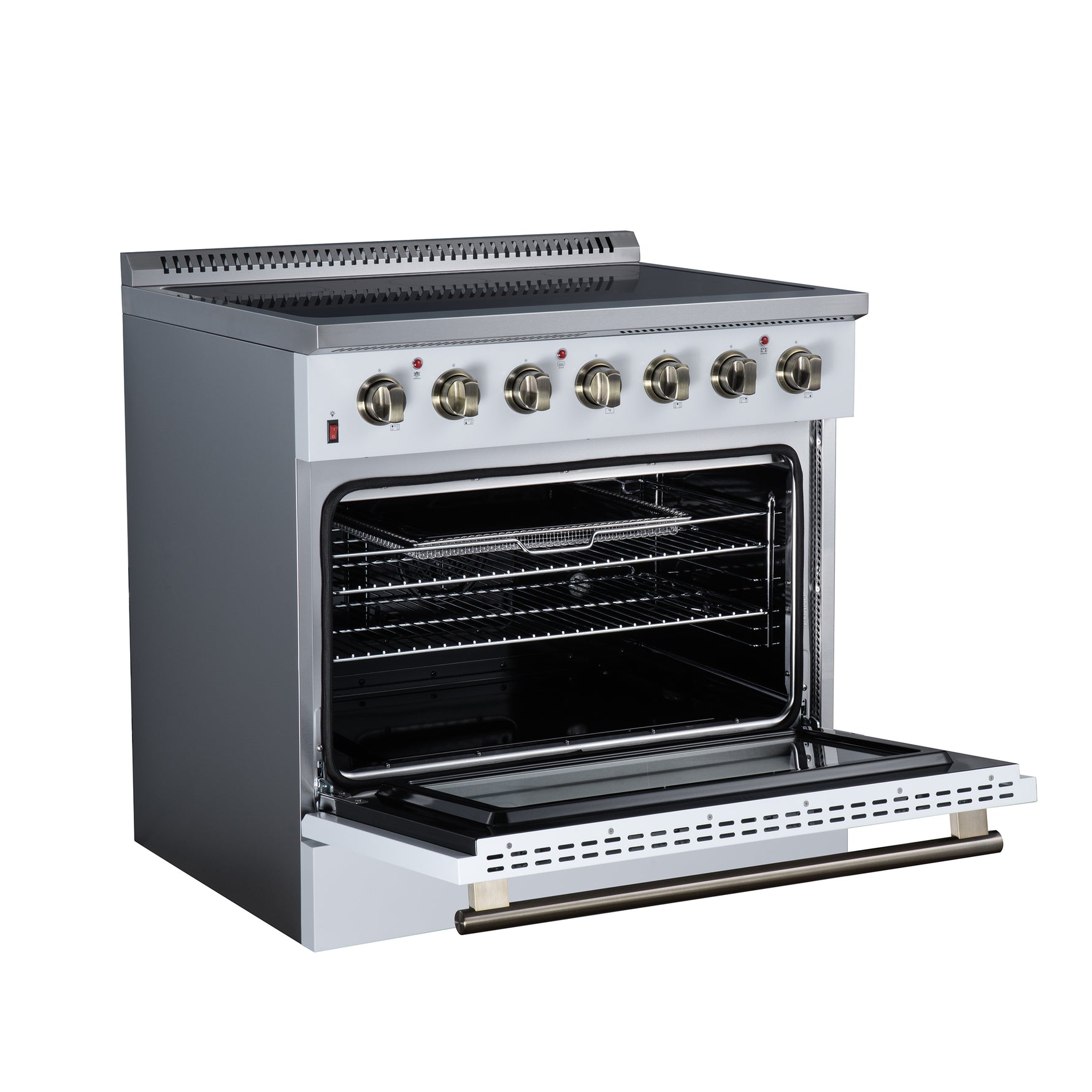 Galiano 36 Inch Freestanding Electric range, 5 radiant burners, 5.36 cf. True Convection oven, Air fryer kit, White