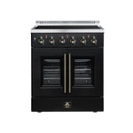 Galiano 30 Inch French Door Electric range, 4 radiant burners, 4.32 cf. True Convection oven, Air fryer kit, Black