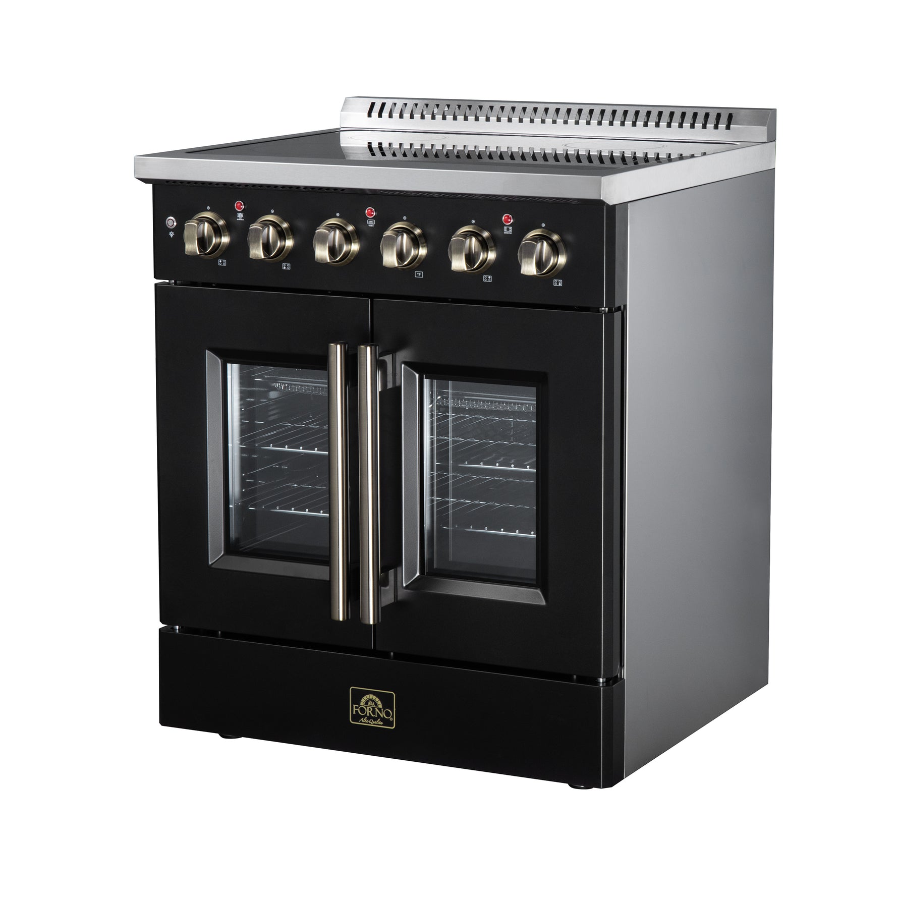 Galiano 30 Inch French Door Electric range, 4 radiant burners, 4.32 cf. True Convection oven, Air fryer kit, Black