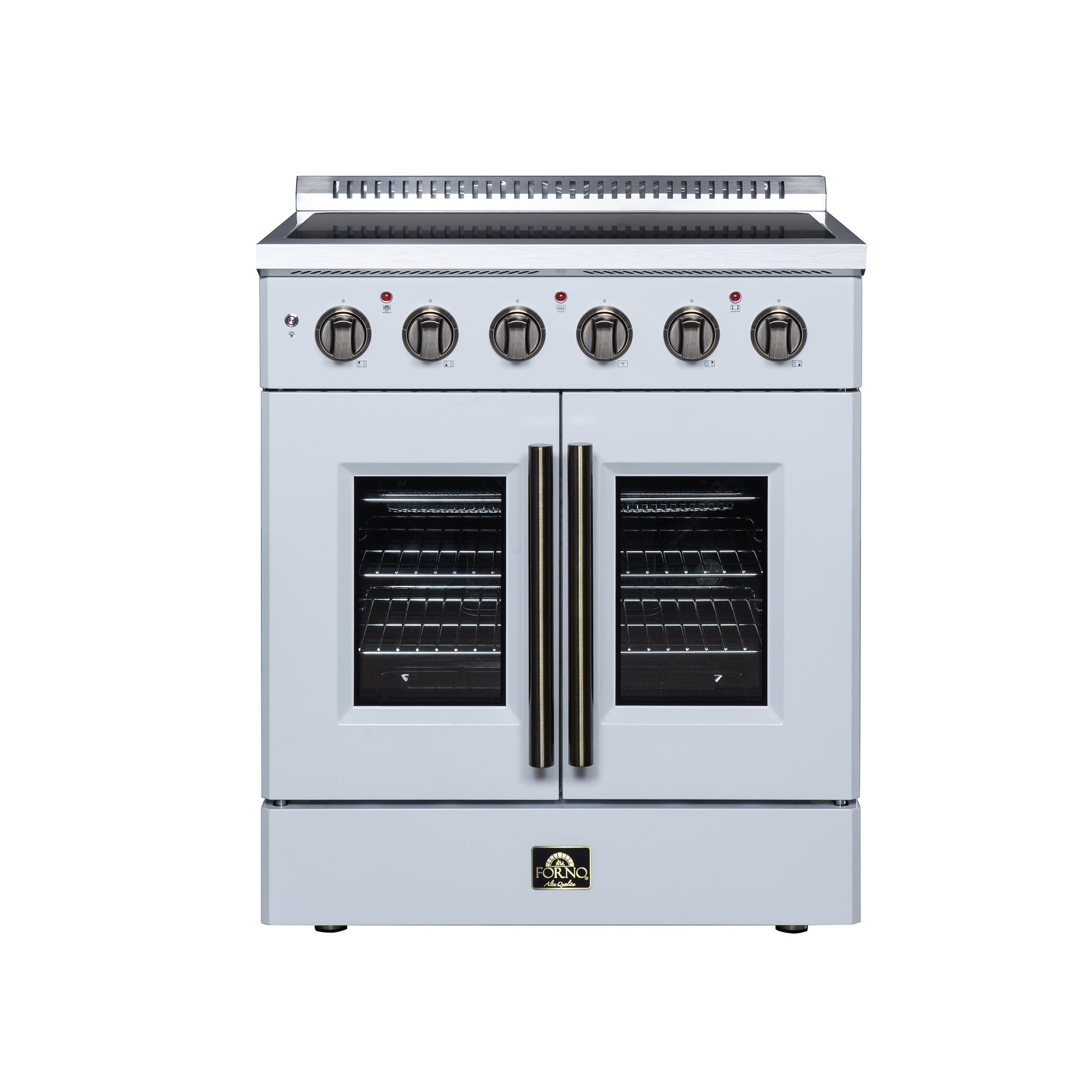 Galiano 30 Inch French Door Electric range, 4 radiant burners, 4.32 cf. True Convection oven, Air fryer kit, White