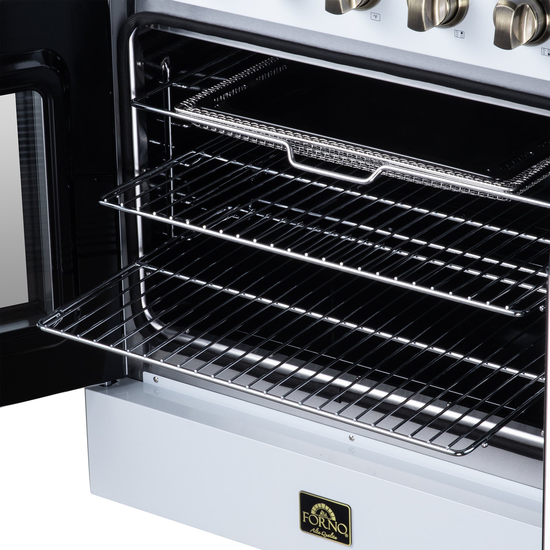 Galiano 30 Inch French Door Electric range, 4 radiant burners, 4.32 cf. True Convection oven, Air fryer kit, White
