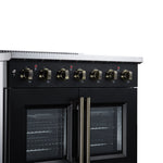 Galiano 36 Inch French Door Electric range, 5 radiant burners, 5.36 cf. True Convection oven, Air fryer kit, Black