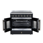 Galiano 36 Inch French Door Electric range, 5 radiant burners, 5.36 cf. True Convection oven, Air fryer kit, Black