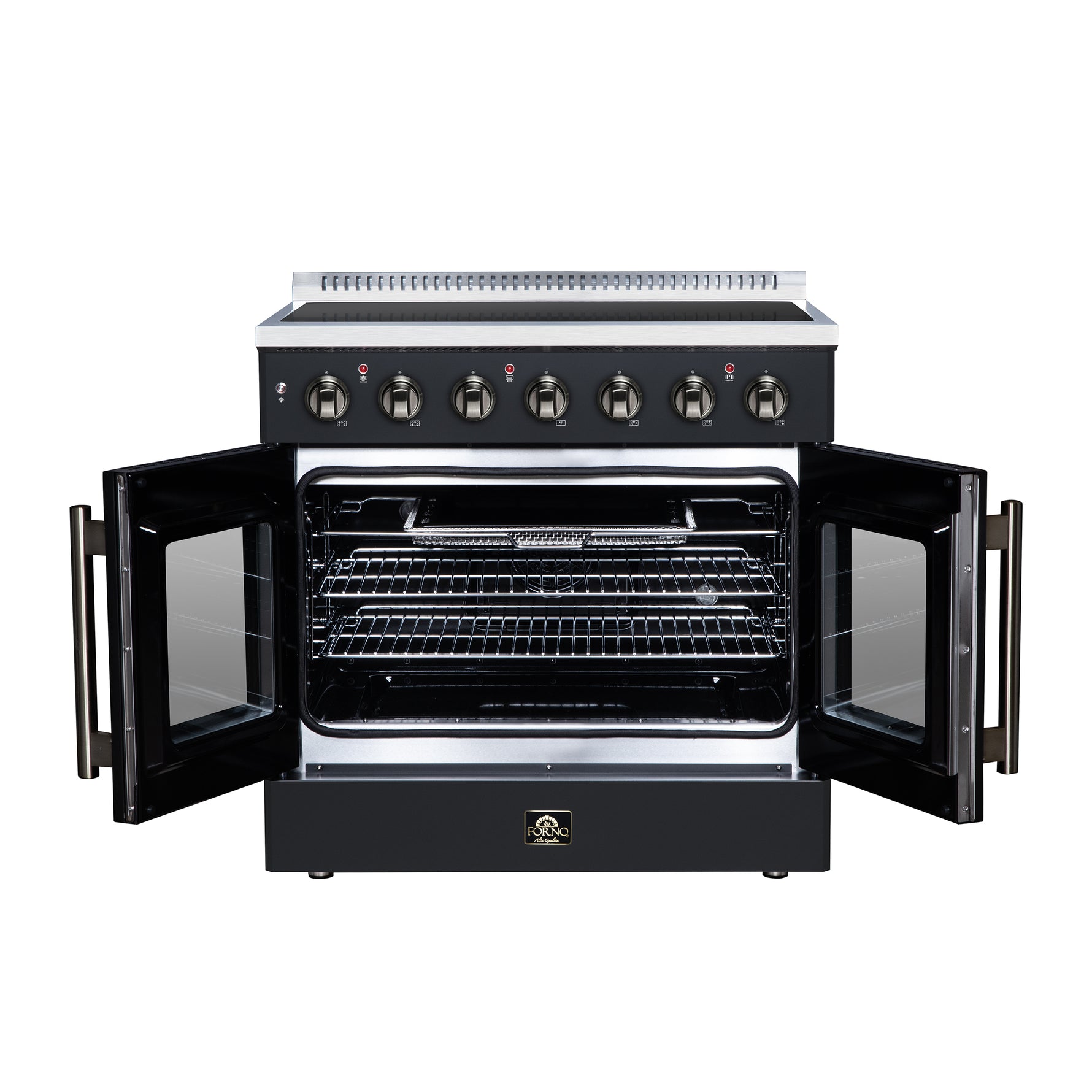 Galiano 36 Inch French Door Electric range, 5 radiant burners, 5.36 cf. True Convection oven, Air fryer kit, Black