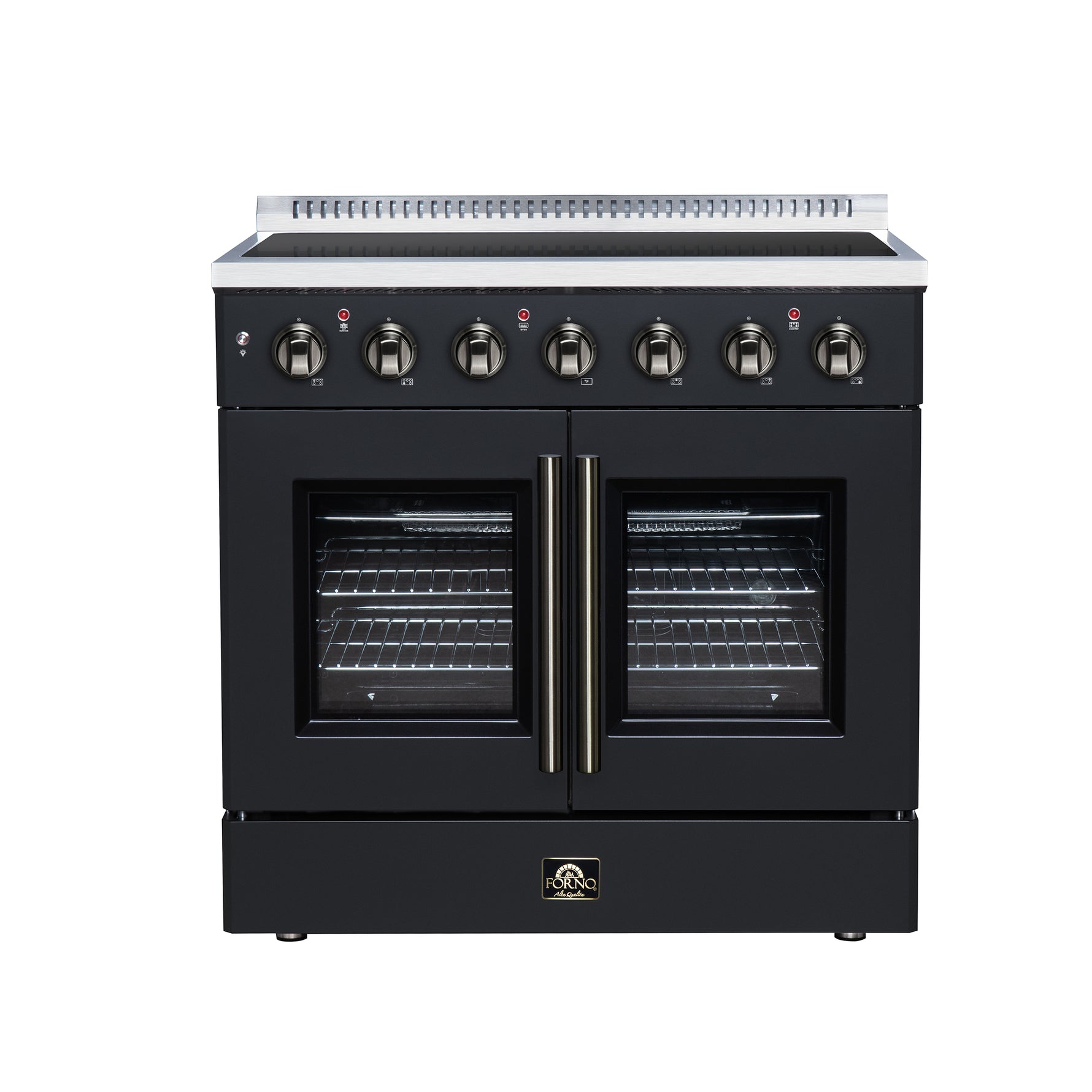 Galiano 36 Inch French Door Electric range, 5 radiant burners, 5.36 cf. True Convection oven, Air fryer kit, Black