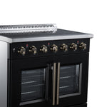 Galiano 36 Inch French Door Electric range, 5 radiant burners, 5.36 cf. True Convection oven, Air fryer kit, Black
