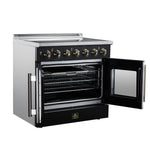 Galiano 36 Inch French Door Electric range, 5 radiant burners, 5.36 cf. True Convection oven, Air fryer kit, Black