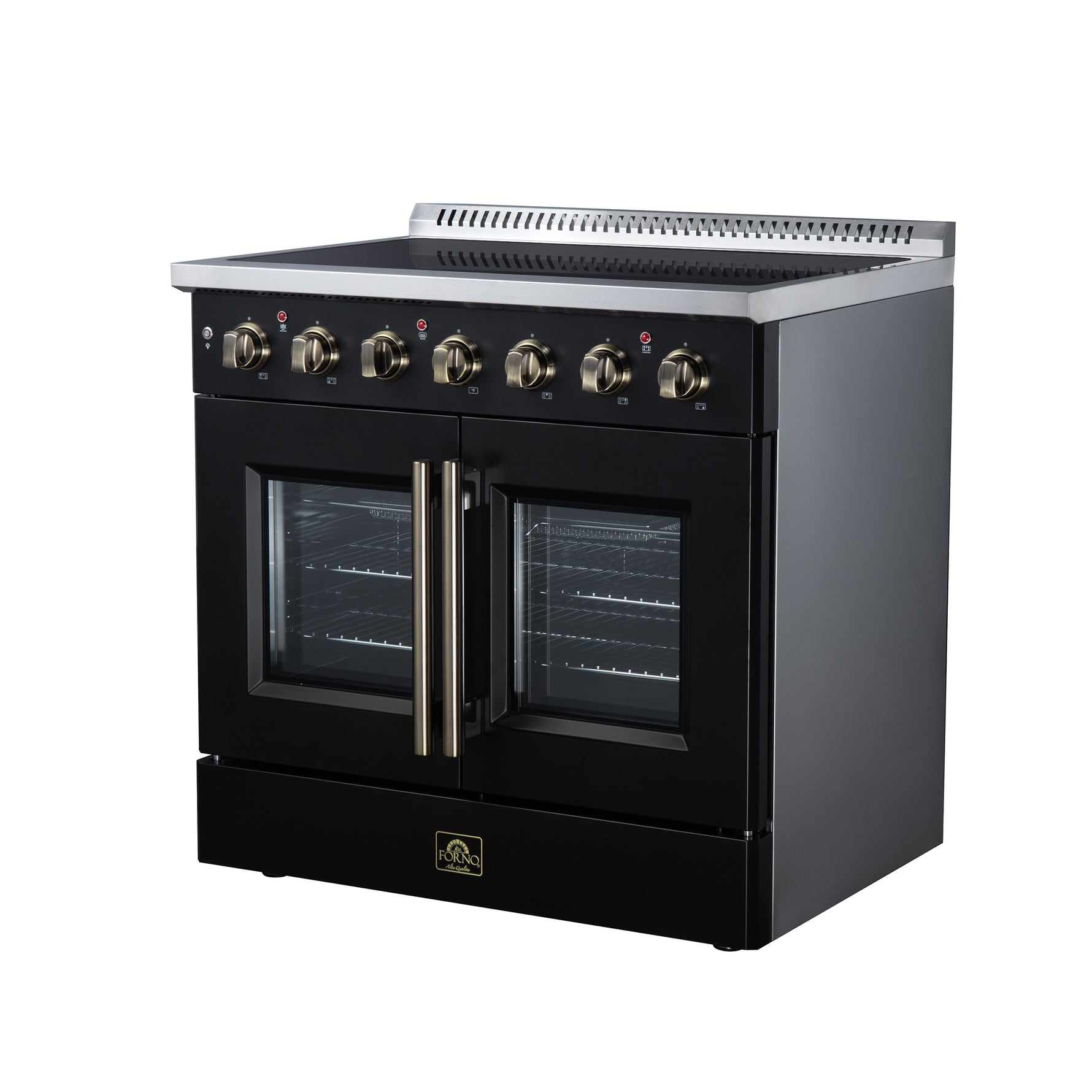 Galiano 36 Inch French Door Electric range, 5 radiant burners, 5.36 cf. True Convection oven, Air fryer kit, Black