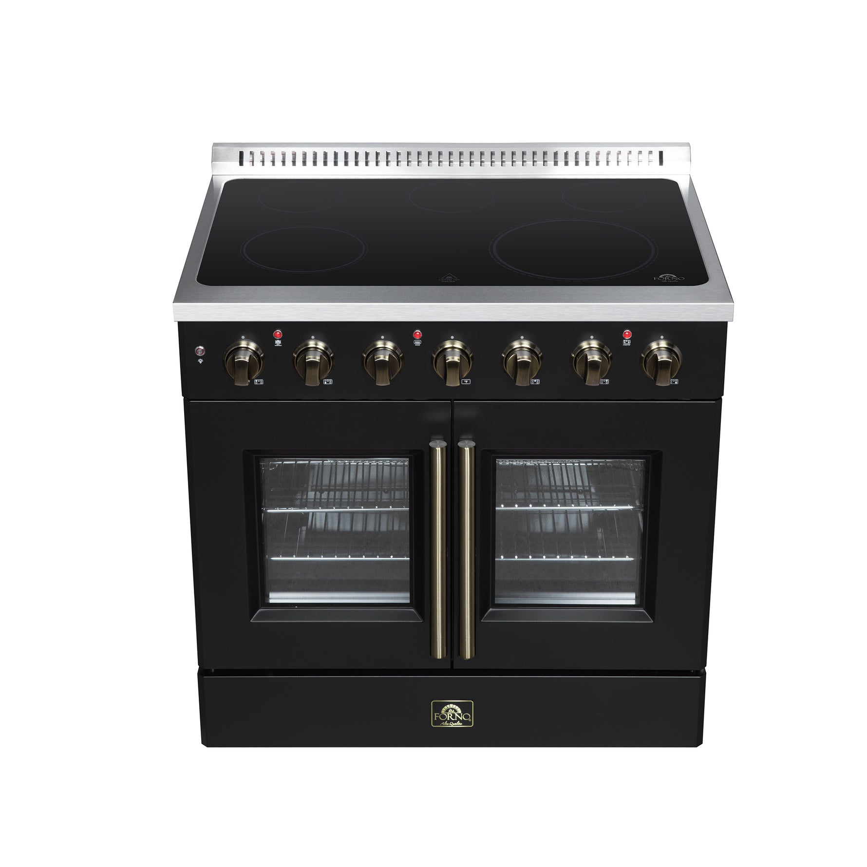 Galiano 36 Inch French Door Electric range, 5 radiant burners, 5.36 cf. True Convection oven, Air fryer kit, Black