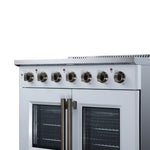Galiano 36 Inch French Door Electric range, 5 radiant burners, 5.36 cf. True Convection oven, Air fryer kit, White