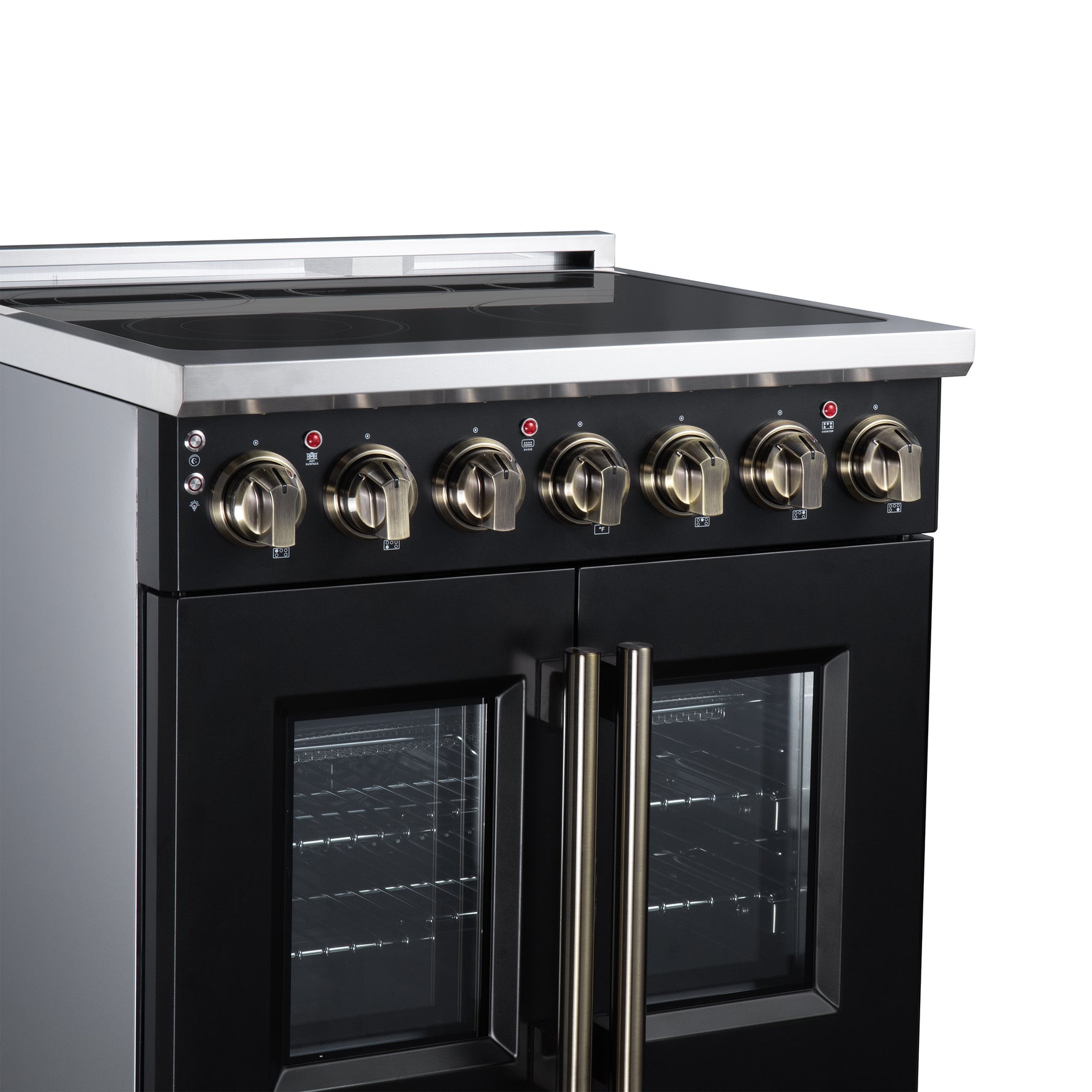 Massimo 30 Inch French Door Electric range, 5 radiant burners, 4.32 cf. True Convection oven, Air fryer kit, Black